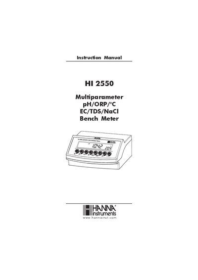 Hanna Instruments HI 2550 Multiparameter Bench Meter Instruction Manual