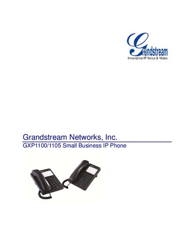 Grandstream GXP1100/1105 Small Business IP Phone User Manual - cover page