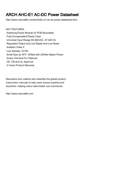 SIARCH AHC-E1 Series AC-DC Power Module Datasheet - cover page