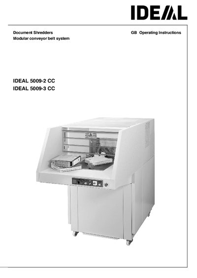 IDEAL 5009-2/3 CC Document Shredder Operating Instructions - cover page