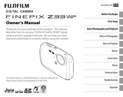 FUJI Z33WP digital camera user manual - cover page