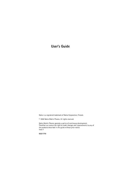 Nokia PremiCell 09i/18i User Manual - cover page