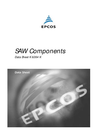 EPCOS K 6264 K IF Filter Data Sheet - cover page