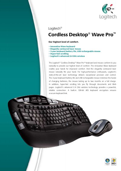 Logitech Wave Pro Cordless Desktop User Manual - cover page