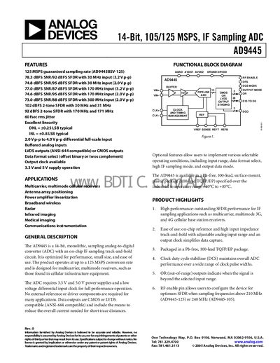 Analog Devices AD9445 Datasheet - cover page