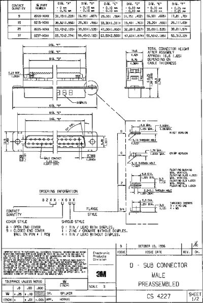 3M CS 4227 Connector Specification - cover page