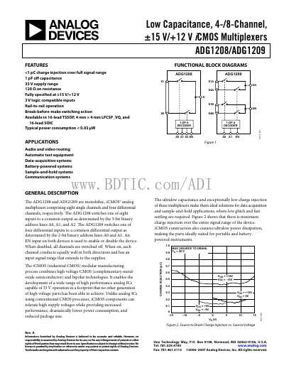 Analog Devices ADG1208/ADG1209 Analog Multiplexer Datasheet - cover page