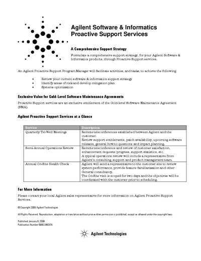 Agilent Proactive Support Services Overview - cover page