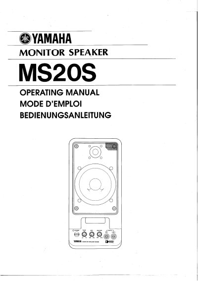 Yamaha MS20S Monitor Speaker Operating Manual - cover page