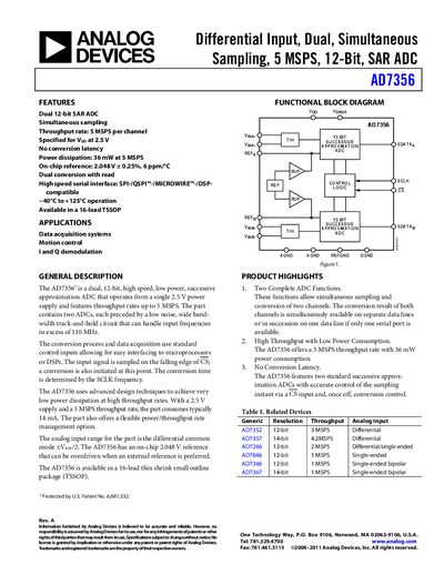 Analog Devices AD7356 Product Handbook Rev A