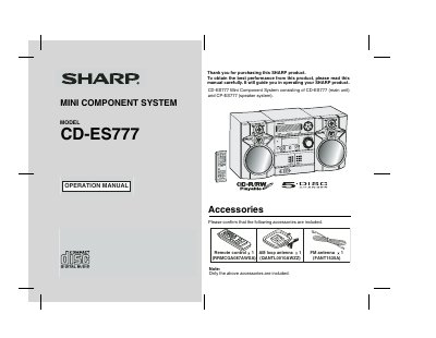 Sharp CD-ES777 Mini Component System Operation Manual