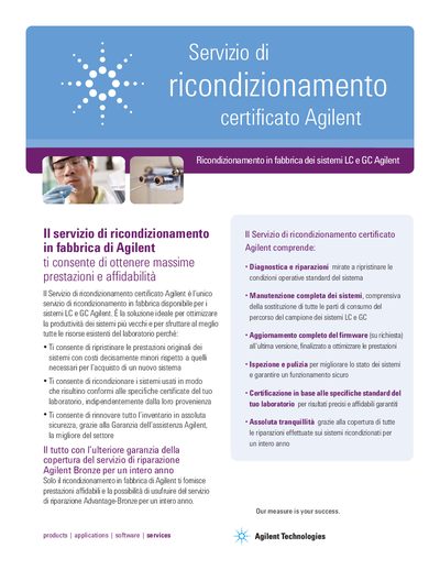 Agilent Certified Reconditioning Service Brochure - cover page
