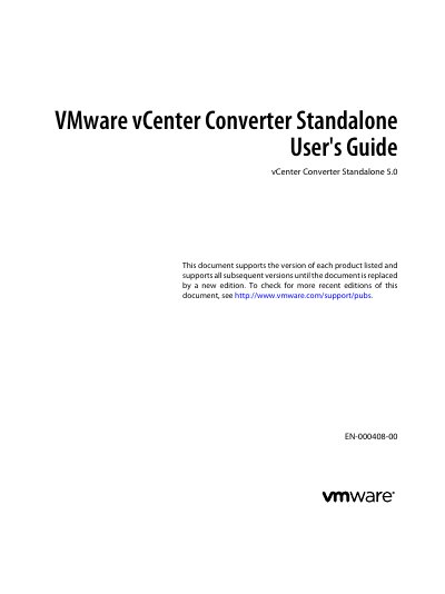 VMware vCenter Converter Standalone 5.0 User's Guide - cover page