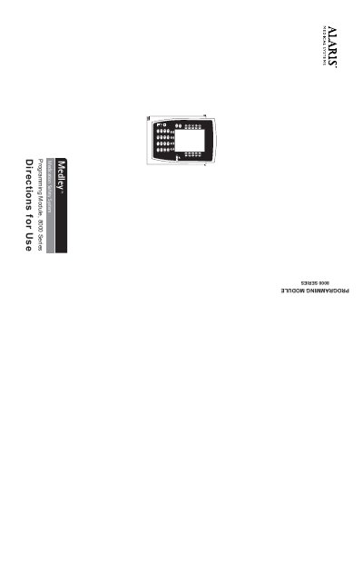Alaris Medley 8000 Series Programming Module User Manual - cover page