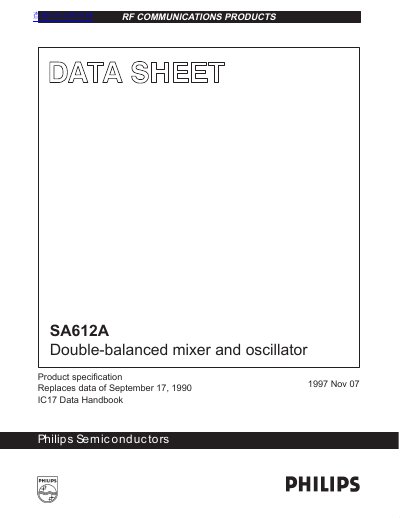 Philips SA612A Double-balanced Mixer and Oscillator Datasheet - cover page