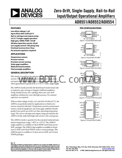 Analog Devices AD8554 Datasheet - cover page