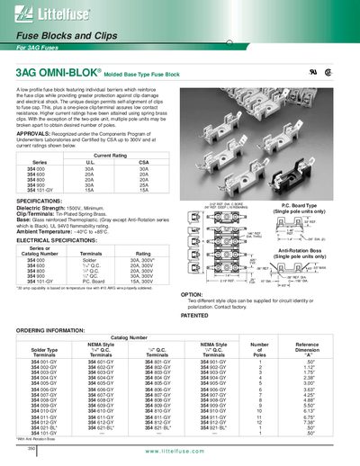 littelfuse Fuse Blocks Clips For 3AG Fuses 3AG OMNI-BLOK Molded Base Type Fuse Block(1) - cover page