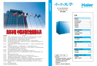 Haier BC-50C/BC-50D/BC-50E/BC-50F/BC-66/BC-110A/BC-110B Refrigerator User Manual - cover page