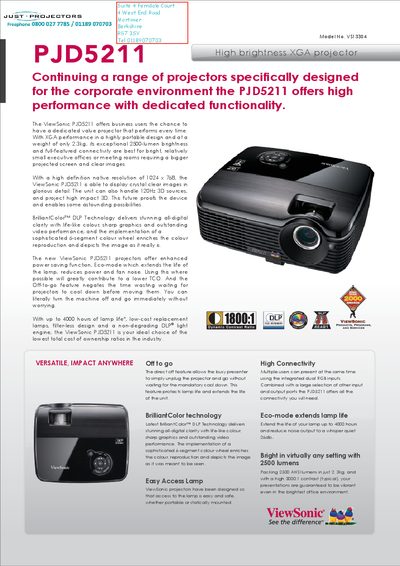 ViewSonic PJD5211 Projector User Manual - cover page