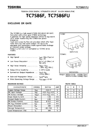THSHIBA TC7S86F TC7S86FU Manual(1) - cover page