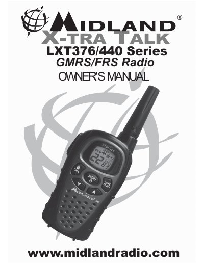 Midland LXT376/440 Series GMRS/FRS Radio Owner's Manual - cover page