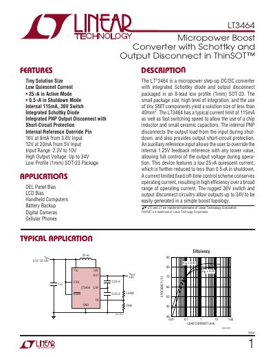 Linear Technology LT3464 Datasheet - cover page