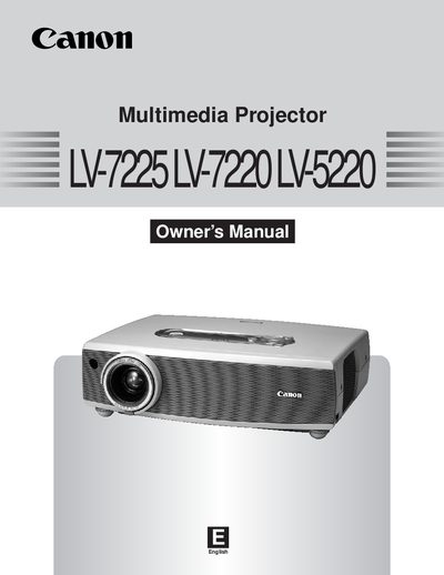 Canon LV-7225/LV-7220/LV-5220 Multimedia Projector Owner's Manual - cover page