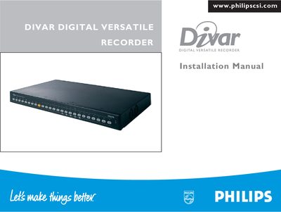 Philips DIVAR Digital Versatile Recorder Installation Guide - cover page