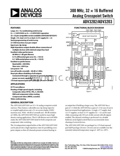 Analog Devices ADV3202/ADV3203 Datasheet Handbook - cover page