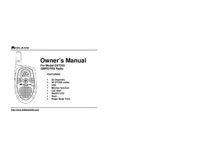 Midland GXT255 GMRS/FRS Radio Owner's Manual - cover page