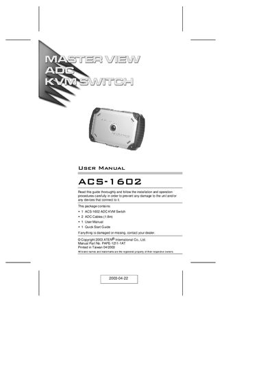 ATEN ACS-1602 User Manual - cover page