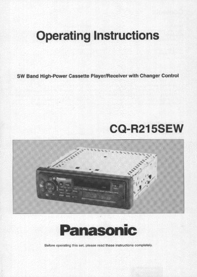 Panasonic CQ-R215SEW SW Band High-Power Cassette Player/Receiver Operating Instructions - cover page