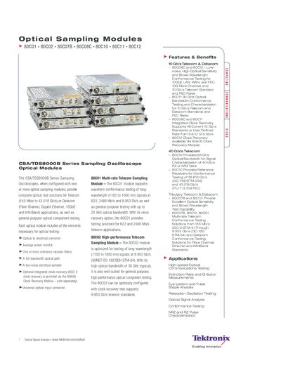 Tektronix 80C01/80C02/80C07B/80C08C/80C10/80C11/80C12 Manual - cover page