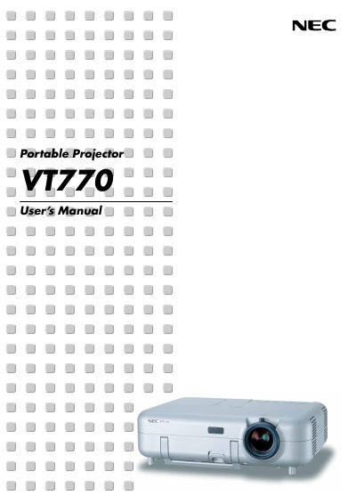NEC VT770 Projector User Manual - cover page