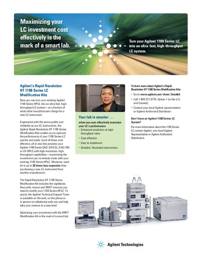 Agilent RRHT 1100 Series LC Modification Kits Sales Flyer - cover page
