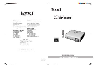 EIKI EIP-1500T Projector Owner's Manual - cover page