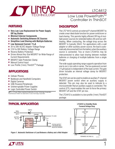 Linear Technology LTC4412 PowerPath Controller Datasheet - cover page