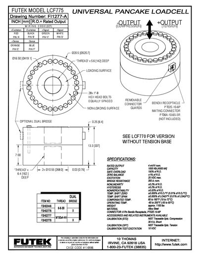 Futek LCF775 Load Cell Data Sheet - cover page