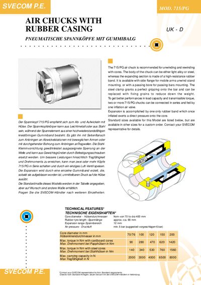 SVECOM 715/PG Air Chuck with Rubber Casing Product Data Sheet - cover page