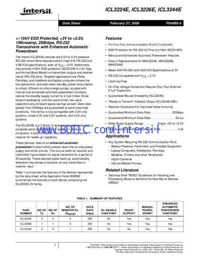 Intersil ICL3224E ICL3226E ICL3244E Datasheet