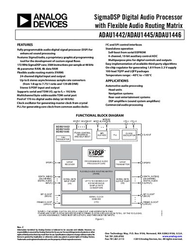 Analog Devices ADAU1442/ADAU1445/ADAU1446 Datasheet Rev C - cover page