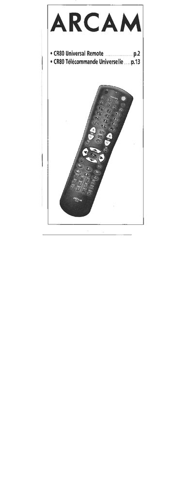Arcam CR80 Universal Remote User Manual - cover page