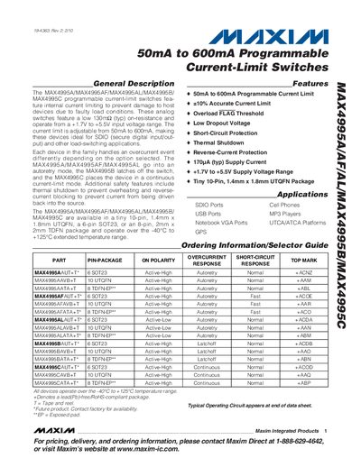 MAXIM MAX4995A/AF/AL/MAX4995B/MAX4995C Manual - cover page
