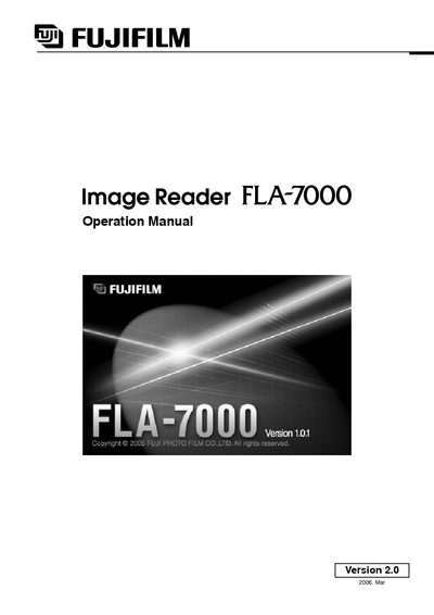 Fujifilm FLA-7000 Image Reader Operation Manual - cover page