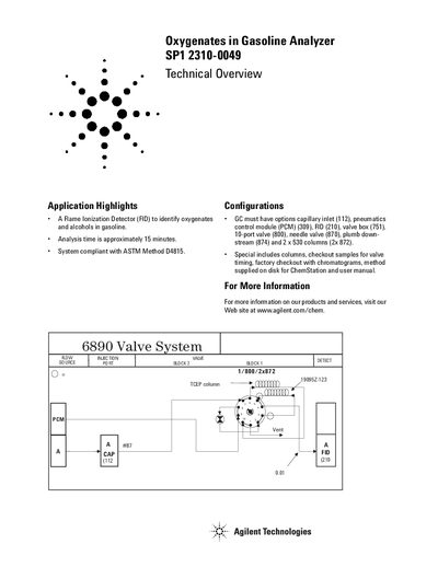 Agilent SP1 Oxygenates Analyzer Technical Overview - cover page