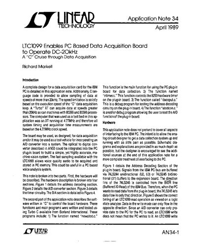 Linear Technology AN34-1 Application Note - cover page