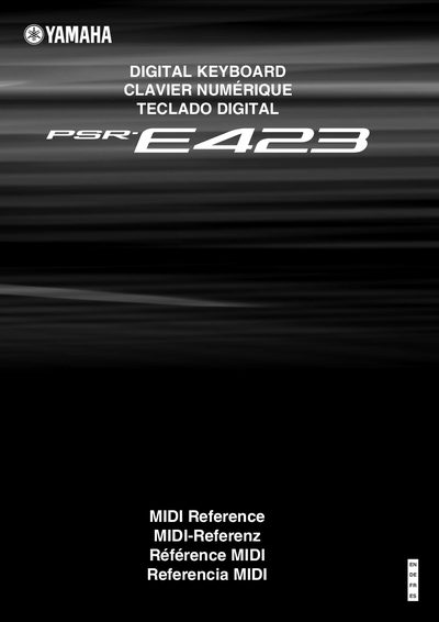 Yamaha PSR-E423 Digital Keyboard MIDI Reference Chart - cover page