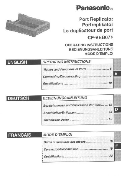 Panasonic CF-VEB071 Port Replicator Operating Instructions - cover page