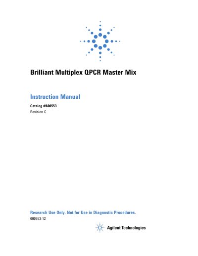 Agilent Brilliant Multiplex QPCR Master Mix Instruction Manual - cover page
