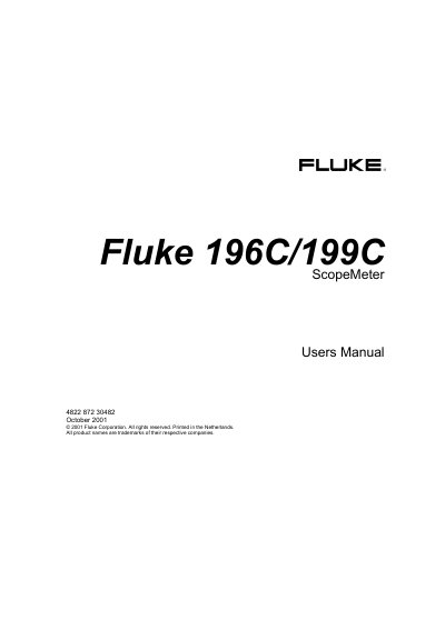 Fluke 196C/199C ScopeMeter User Manual - cover page